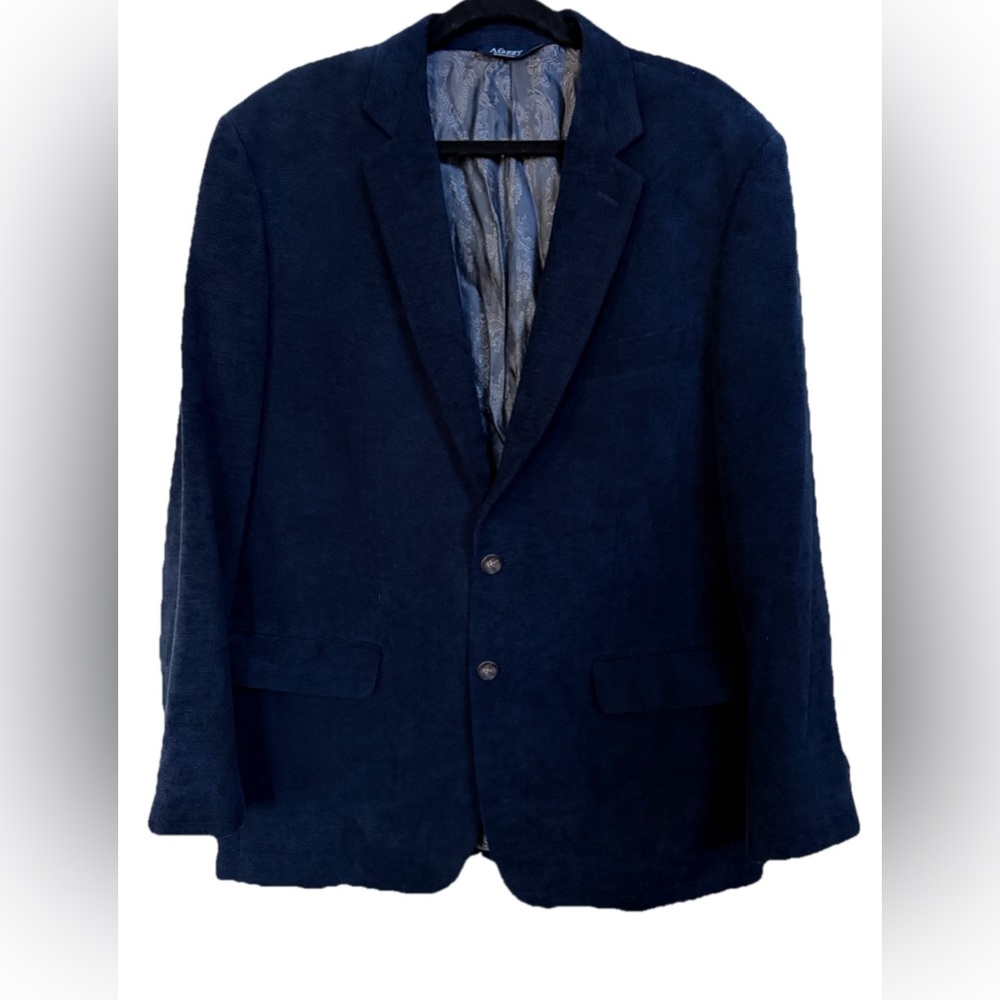 AFAZZY Navy Blue Mens MicroCord Corduroy Travel Blazer Sports Coat Jacket Sz 44R